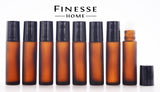 Amber Frosted Roll On Bottles Black Caps pks of 24, 48, 96