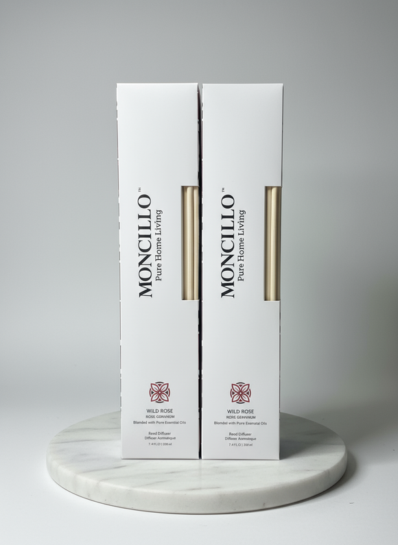 MONCILLO 2 Pack - Essential Oil Reed Diffuser Gift Set - Wild Rose