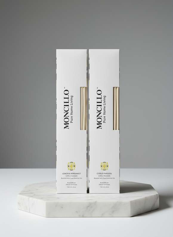 MONCILLO 2 Pack - Essential Oil Reed Diffuser Gift Set - Italian Lemon & Mulberry