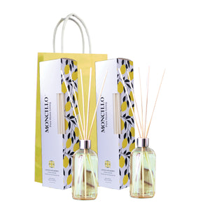 MONCILLO 2 Pack - Essential Oil Reed Diffuser Gift Set - Italian Lemon & Mulberry