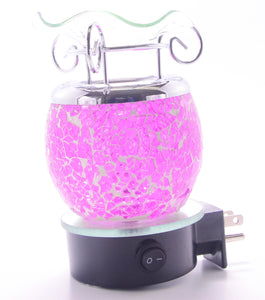 Pink Glass Crackle Plug In Lamp   ON SALE OVER 50% OFF