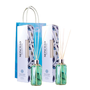 MONCILLO 2 Pack - Essential Oil Reed Diffuser Gift Set - Sea Salt & Juniper