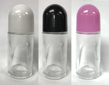 Clear Glass Roll On Deodorant Bottle, Black Lid, 50ml - FINAL SALE