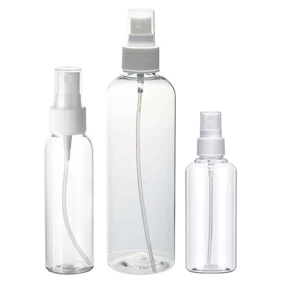 Clear Plastic Spray Bottle with Fine Mister, 60ml, 115ml, 230ml