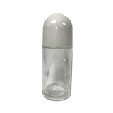 Clear Glass Roll On Deodorant Bottle, White Lid, 50ml - FINAL SALE